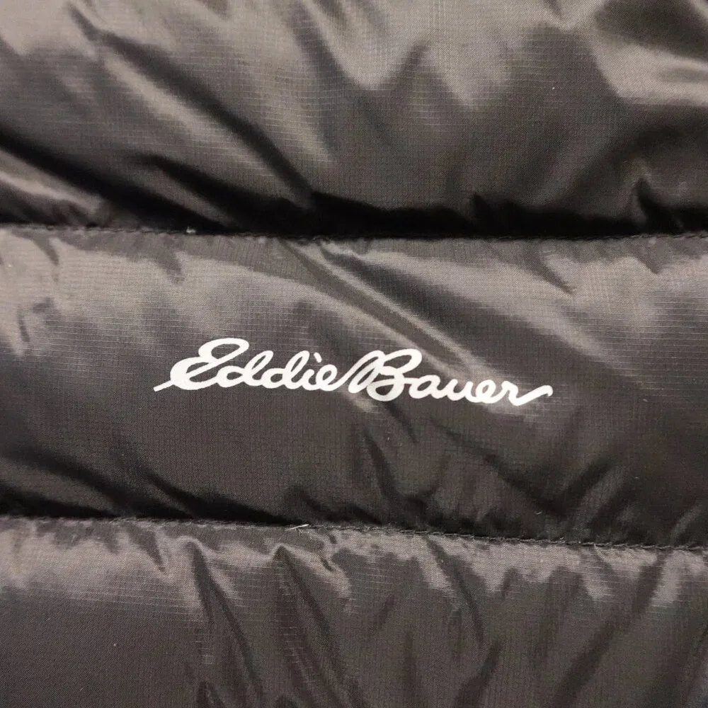 Eddie Bauer Kids Hooded‎ Down Puffer Jacket Large (14/16) Black Neon Trim